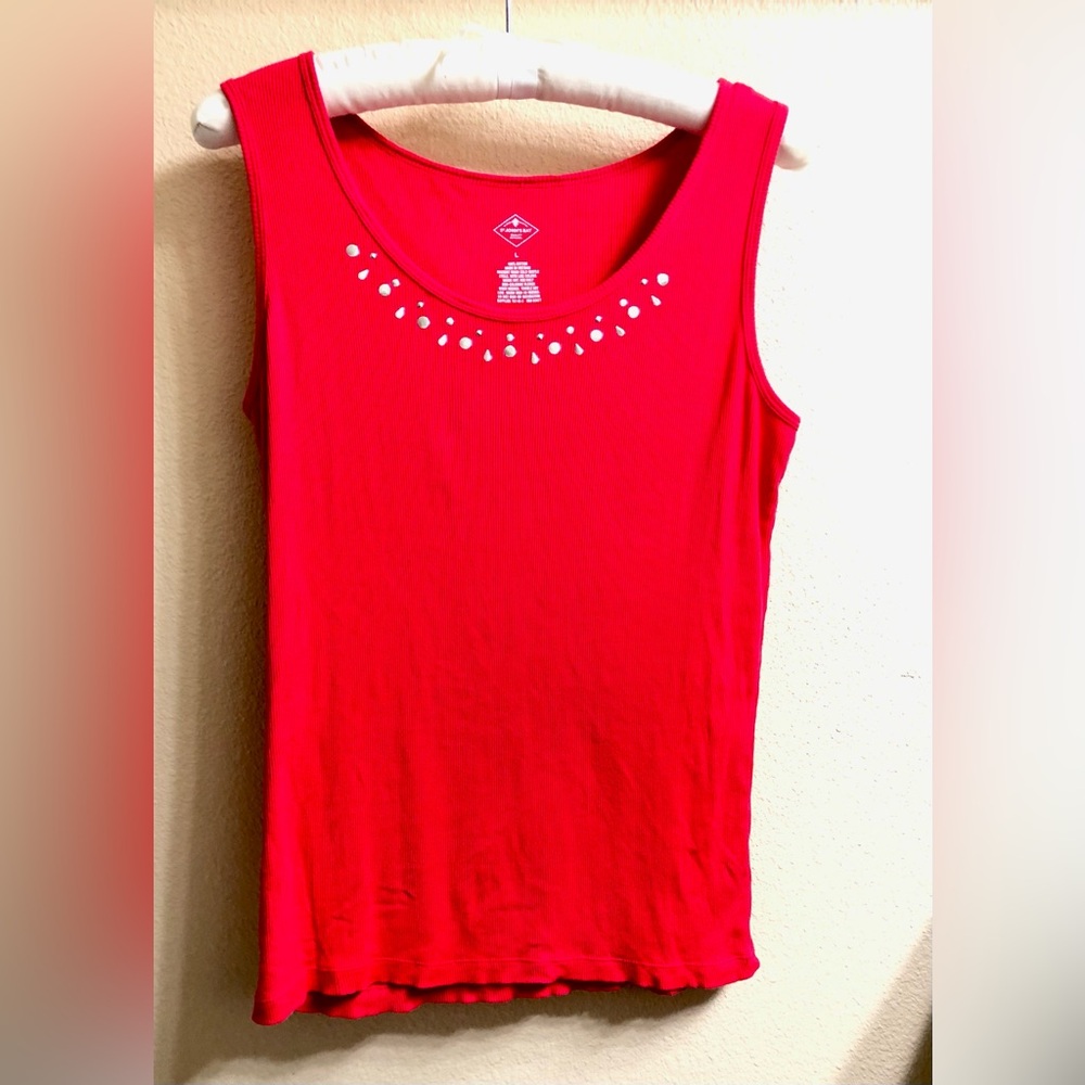 Women's Pink Embellished Scoop Neck Tank Top